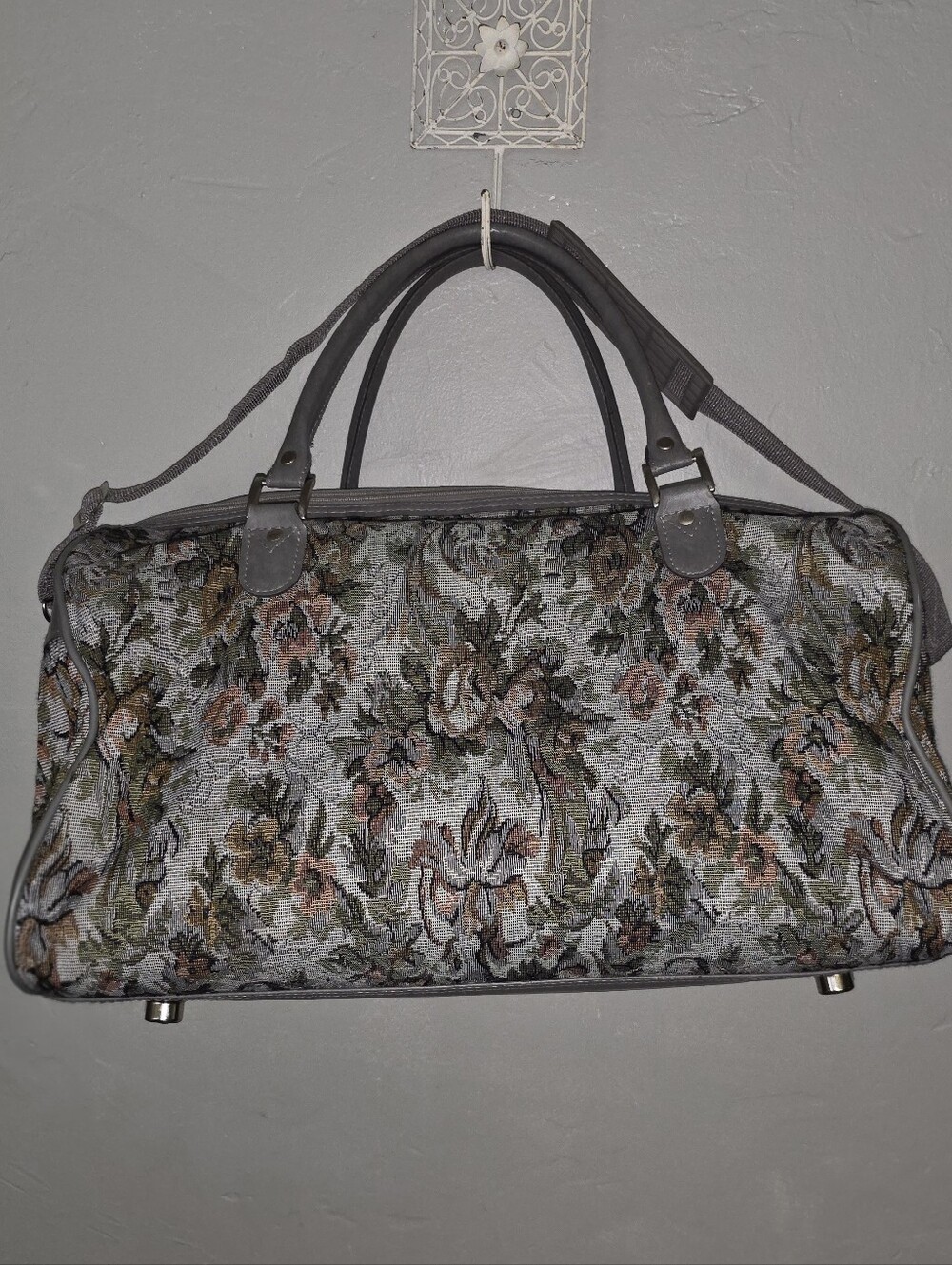 Vintage American Flyer 1980s Floral Canvas Duffle Travel Weekend Bag - Picture 4 of 11